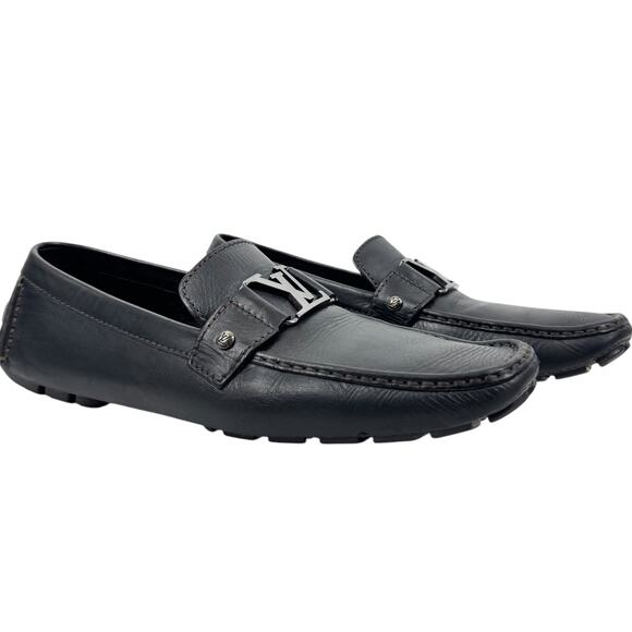Louis Vuitton Monte Carlo Calf Leather Moccasins Slip On Black Size 11 - Picture 1 of 12